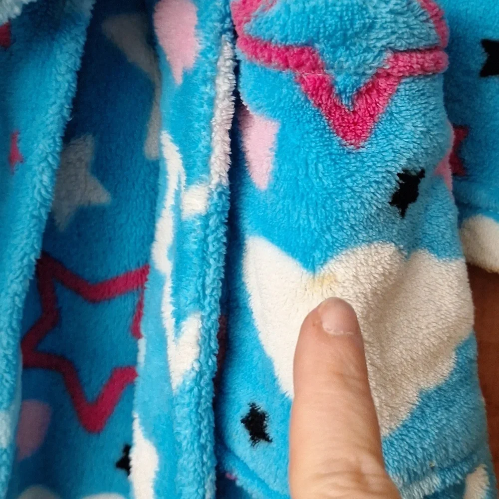 GIRLS BLUE ROBE SIZE 4/5 HEARTS AND STARS